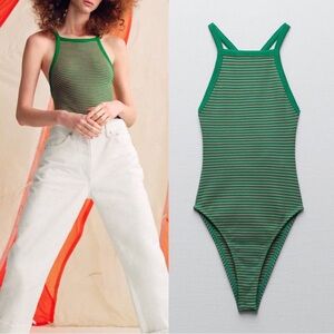 Zara Striped Bodysuit Size M